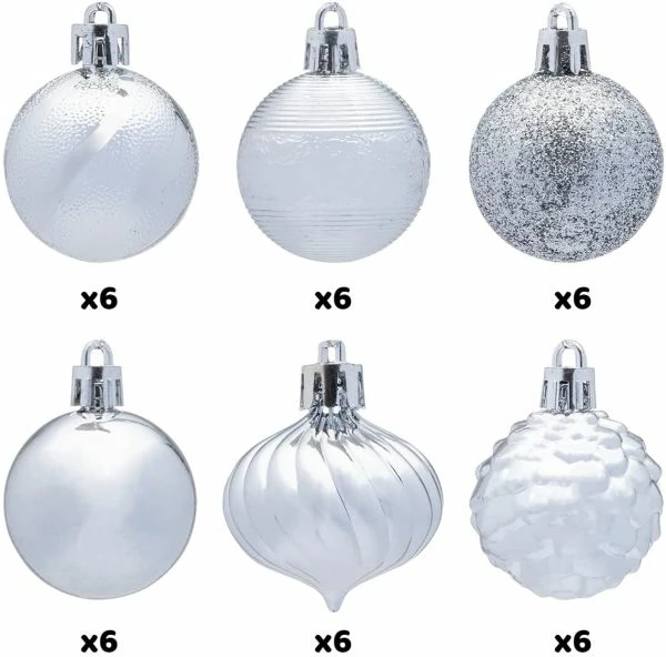 Joiedomi 36pcs Silver Christmas Balls Shatterproof 1.57in 6 Joiedomi 36pcs Silver Christmas Balls Shatterproof 1.57in - Image 4