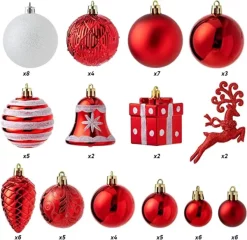 Joiedomi 66pcs Red And White Christmas Ornaments -Christmas Ornaments Sales Store 66Pcs Christmas Assorted Ornaments Red amp White 2 600x582 1