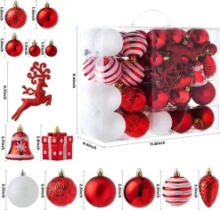 Joiedomi 66pcs Red And White Christmas Ornaments -Christmas Ornaments Sales Store 66Pcs Christmas Assorted Ornaments Red amp White 5 600x573 1
