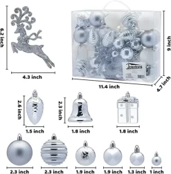 Joiedomi 66pcs White And Silver Christmas Ornaments -Christmas Ornaments Sales Store 66Pcs Christmas Assorted Ornaments Silver amp White 2 600x613 1