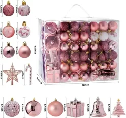 Joiedomi 60pcs Assorted Christmas Ornaments Rosegold And White -Christmas Ornaments Sales Store 66Pcs Christmas Assorted Ornaments with a Star Tree Topper Red amp White 4 600x561 1