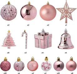 Joiedomi 60pcs Assorted Christmas Ornaments Rosegold And White -Christmas Ornaments Sales Store 66Pcs Christmas Assorted Ornaments with a Star Tree Topper Red amp White 6 600x584 1