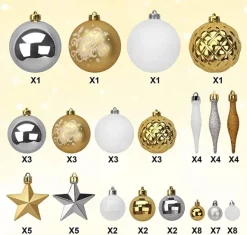 Joiedomi 67pcs Gold White & Silver Assorted Christmas Ball Ornaments 11 Joiedomi 67pcs Gold White & Silver Assorted Christmas Ball Ornaments -Christmas Ornaments Sales Store 67Pcs Christmas Ornaments Assorted Style Gold amp White 2 600x571 1