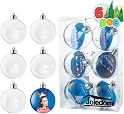Joiedomi 6pcs Clear Christmas Ornament Balls -Christmas Ornaments Sales Store 6Pcs 7CM Christmas Photo Ornament Ball 1 1