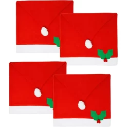 Joyin 4pcs Santa Hat Chair Covers And 2pcs Handle Covers -Christmas Ornaments Sales Store 6Pcs Chair Cover Santa Claus Hat with Two Door Handle Covers 3 1