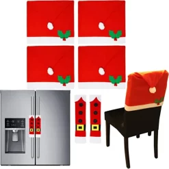 Joyin 4pcs Santa Hat Chair Covers And 2pcs Handle Covers