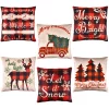 Joiedomi 6pcs Buffalo Plaid Pillow Covers Tree And Reindeer