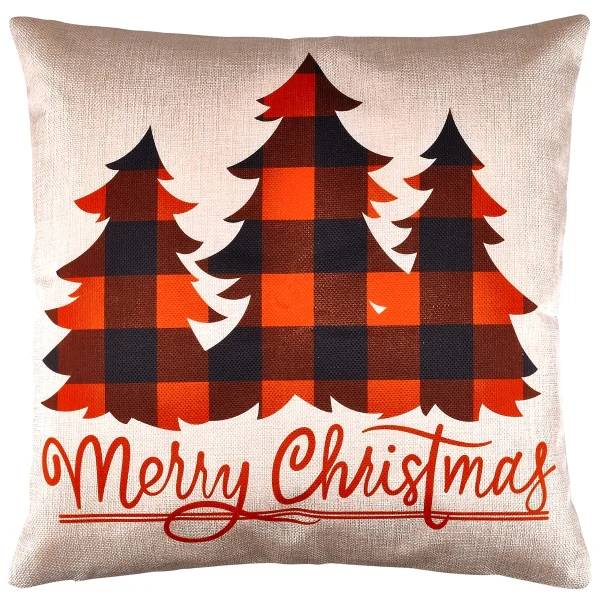 Joiedomi 6pcs Buffalo Plaid Pillow Covers Tree And Reindeer 5 Joiedomi 6pcs Buffalo Plaid Pillow Covers Tree And Reindeer - Image 3