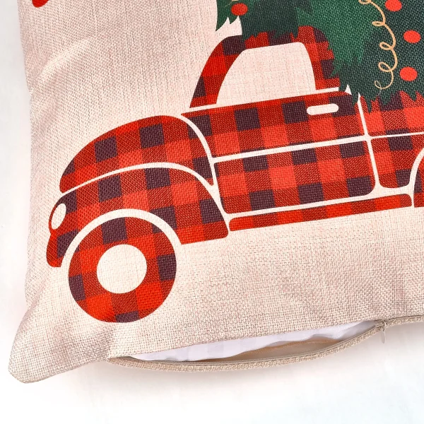 Joiedomi 6pcs Buffalo Plaid Pillow Covers Tree And Reindeer 7 Joiedomi 6pcs Buffalo Plaid Pillow Covers Tree And Reindeer - Image 5