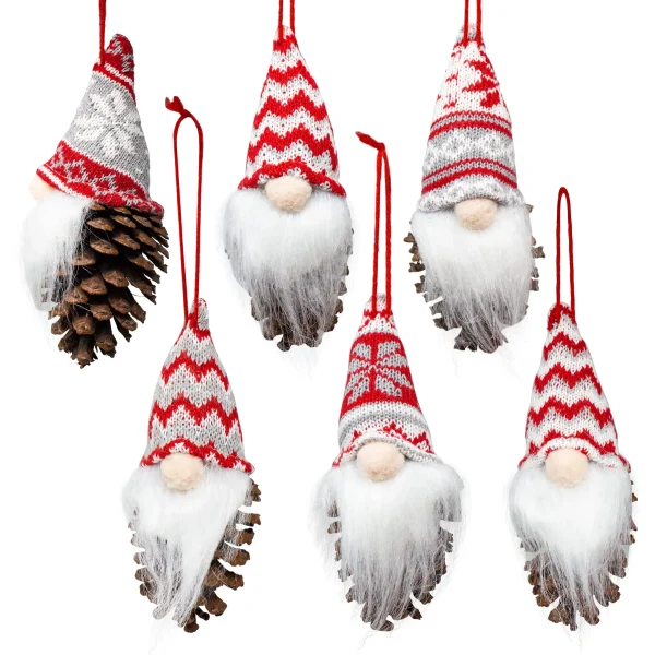 Joyin 6Pcs Pine-cone Body Gnome Ornaments Set 3 Joyin 6Pcs Pine-cone Body Gnome Ornaments Set - Image 2