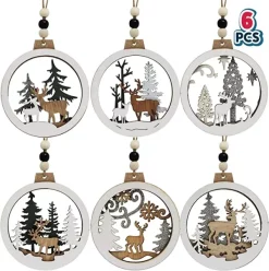 Joiedomi 6pcs Christmas Hanging Reindeer Ornaments 9 Joiedomi 6pcs Christmas Hanging Reindeer Ornaments -Christmas Ornaments Sales Store 6Pcs Wooden Reindeer Hanging Ornaments 5 600x603 1