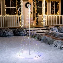 Joiedomi 6ft 275 LED Animated Lightshow Cone Christmas Tree -Christmas Ornaments Sales Store 6ft Animated Lightshow Cone Christmas Tree 2 600x600 1