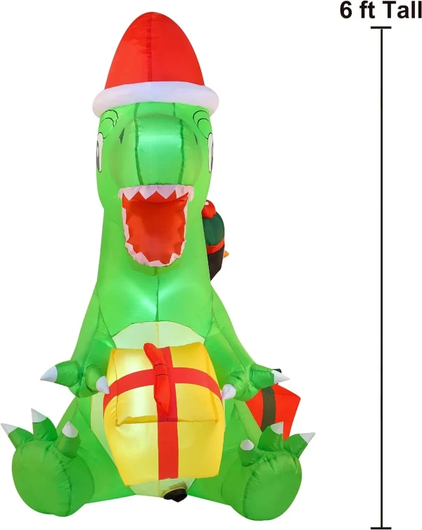 Joiedomi 6ft Inflatable Christmas Penguin Sledding On Dinosaur 4 Joiedomi 6ft Inflatable Christmas Penguin Sledding On Dinosaur - Image 2