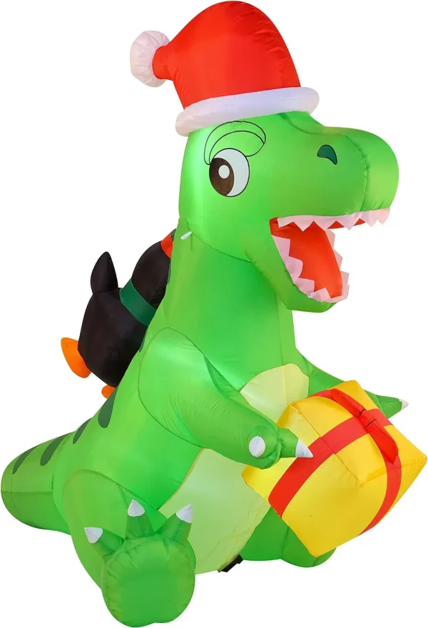 Joiedomi 6ft Inflatable Christmas Penguin Sledding On Dinosaur 6 Joiedomi 6ft Inflatable Christmas Penguin Sledding On Dinosaur - Image 4
