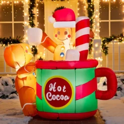 Joiedomi 6ft Inflatable Gingerbread Man In Hot Cocoa Mug -Christmas Ornaments Sales Store 6ft Inflatable Gingerbread Man in Hot Cocoa Mug 2 600x600 1