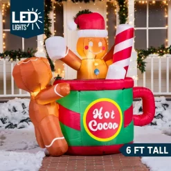Joiedomi 6ft Inflatable Gingerbread Man In Hot Cocoa Mug -Christmas Ornaments Sales Store 6ft Inflatable Gingerbread Man in Hot Cocoa Mug 3 600x600 1