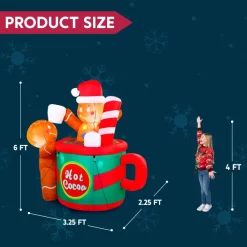 Joiedomi 6ft Inflatable Gingerbread Man In Hot Cocoa Mug -Christmas Ornaments Sales Store 6ft Inflatable Gingerbread Man in Hot Cocoa Mug 4 600x600 1