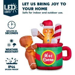 Joiedomi 6ft Inflatable Gingerbread Man In Hot Cocoa Mug -Christmas Ornaments Sales Store 6ft Inflatable Gingerbread Man in Hot Cocoa Mug 5 600x600 1