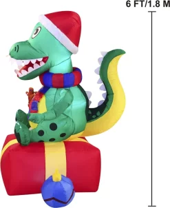 Joiedomi 6ft Inflatable LED Christmas Dinosaur Sitting On A Gift -Christmas Ornaments Sales Store 6ft Inflatable LED Christmas Dinosaur Sitting on a Gift 6 result 600x734 1