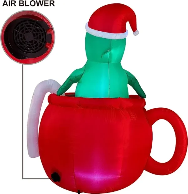 Joiedomi 6ft Inflatable LED Christmas Dinosaur In A Huge Mug 6 Joiedomi 6ft Inflatable LED Christmas Dinosaur In A Huge Mug - Image 4