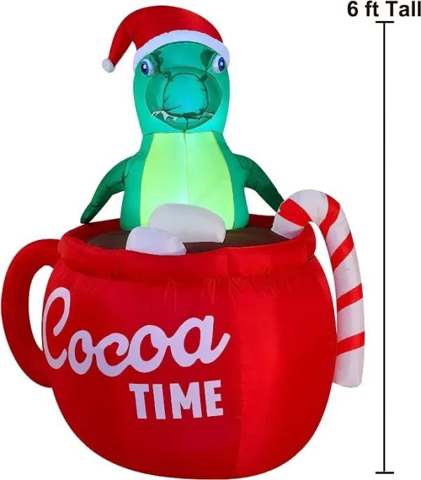 Joiedomi 6ft Inflatable LED Christmas Dinosaur In A Huge Mug 5 Joiedomi 6ft Inflatable LED Christmas Dinosaur In A Huge Mug - Image 3