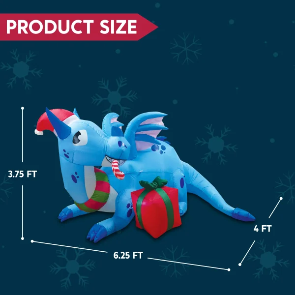 Joiedomi 6ft LED Blue Christmas Inflatable Dragon Guarding Gift 7 Joiedomi 6ft LED Blue Christmas Inflatable Dragon Guarding Gift - Image 5