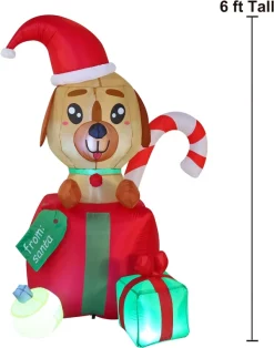 Joiedomi 6ft Inflatable LED Christmas Puppy In A Gift -Christmas Ornaments Sales Store 6ft Inflatable LED Christmas Puppy in a Gift 3 result 600x763 1