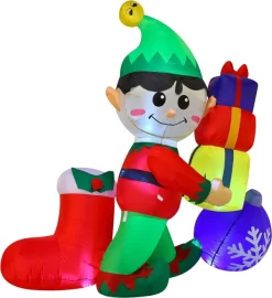 Joiedomi 6ft Inflatable LED Elf Holding Gifts Decoration -Christmas Ornaments Sales Store 6ft Inflatable LED Elf Holding Gifts Decoration 3 result 600x656 1