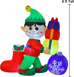 Joiedomi 6ft Inflatable LED Elf Holding Gifts Decoration -Christmas Ornaments Sales Store 6ft Inflatable LED Elf Holding Gifts Decoration 4 result 600x624 1