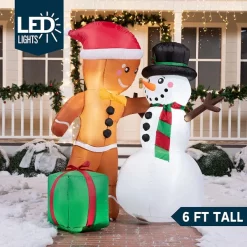 Joiedomi 6ft Inflatable LED Gingerbread Man With Snowman -Christmas Ornaments Sales Store 6ft Inflatable LED Gingerbread Man with Snowman 3 结果 600x600 1