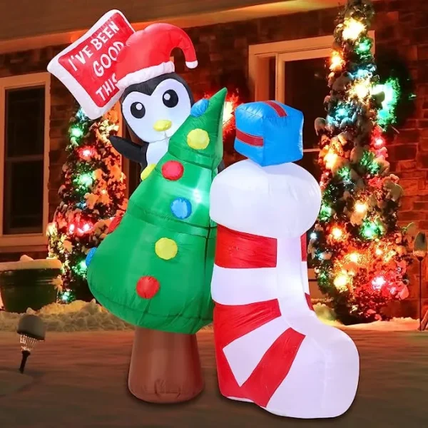 Joiedomi 5ft Inflatable LED I've Been Good Sign Penguin 3 Joiedomi 5ft Inflatable LED I've Been Good Sign Penguin