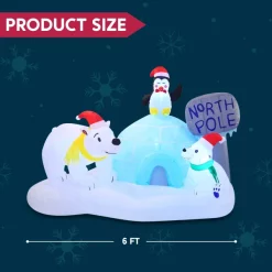 Joiedomi 6ft Inflatable LED North Pole With Polar Bears -Christmas Ornaments Sales Store 6ft Inflatable LED North Pole with Polar Bears 5 600x600 1