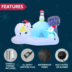 Joiedomi 6ft Inflatable LED North Pole With Polar Bears -Christmas Ornaments Sales Store 6ft Inflatable LED North Pole with Polar Bears 6 600x600 1