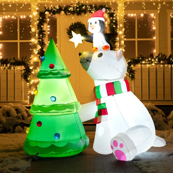 Joiedomi 6ft Inflatable LED Polar Bear Christmas Tree With Penguin 3 Joiedomi 6ft Inflatable LED Polar Bear Christmas Tree With Penguin