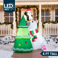 Joiedomi 6ft Inflatable LED Polar Bear Christmas Tree With Penguin 9 Joiedomi 6ft Inflatable LED Polar Bear Christmas Tree With Penguin -Christmas Ornaments Sales Store 6ft Inflatable LED Polar Bear Christmas Tree with Penguin 2 600x600 1