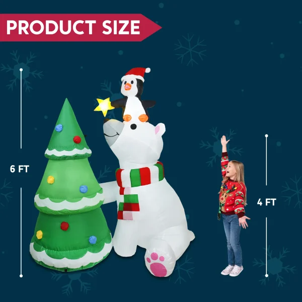 Joiedomi 6ft Inflatable LED Polar Bear Christmas Tree With Penguin 7 Joiedomi 6ft Inflatable LED Polar Bear Christmas Tree With Penguin - Image 5