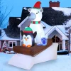 Joiedomi 6ft Inflatable LED Polar Bear Sledding With A Penguin