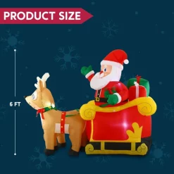 Joiedomi 6ft Inflatable LED Santa Claus On Sleigh Decoration -Christmas Ornaments Sales Store 6ft Inflatable LED Santa Claus on Sleigh Decoration 6 600x600 1