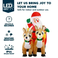 Joiedomi 6ft Inflatable LED Santa Claus On Sleigh Decoration -Christmas Ornaments Sales Store 6ft Inflatable LED Santa Claus on Sleigh Decoration 7 600x600 1