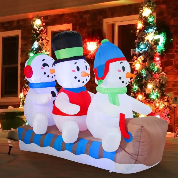 Joiedomi 6ft Inflatable LED Snowmen On A Sleigh Ride 3 Joiedomi 6ft Inflatable LED Snowmen On A Sleigh Ride