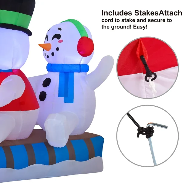 Joiedomi 6ft Inflatable LED Snowmen On A Sleigh Ride 7 Joiedomi 6ft Inflatable LED Snowmen On A Sleigh Ride - Image 5