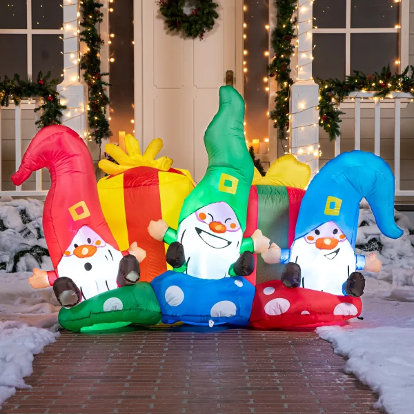Joiedomi 6ft Inflatable LED Three Happy Christmas Gnome 2 Joiedomi 6ft Inflatable LED Three Happy Christmas Gnome