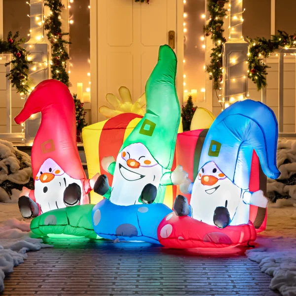 Joiedomi 6ft Inflatable LED Three Happy Christmas Gnome 5 Joiedomi 6ft Inflatable LED Three Happy Christmas Gnome - Image 4