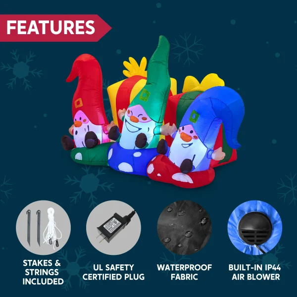 Joiedomi 6ft Inflatable LED Three Happy Christmas Gnome 7 Joiedomi 6ft Inflatable LED Three Happy Christmas Gnome - Image 6