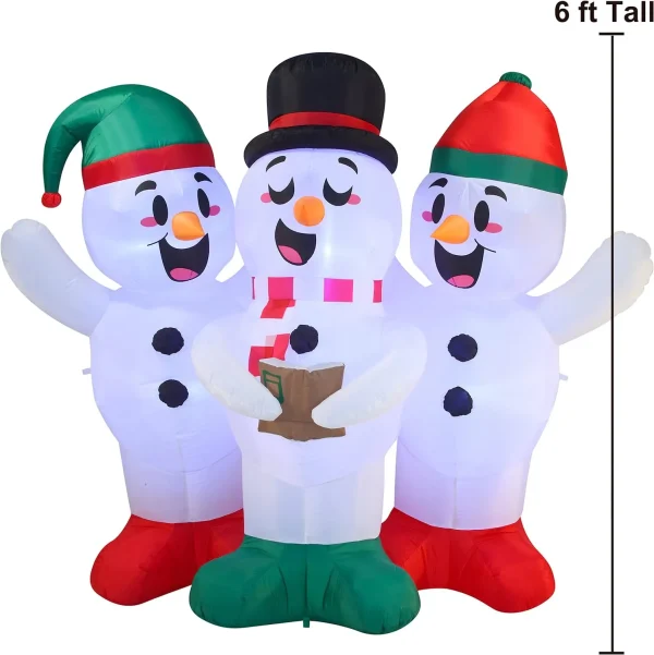 Joiedomi 6ft Inflatable LED Three Snowman Christmas Caroling 5 Joiedomi 6ft Inflatable LED Three Snowman Christmas Caroling - Image 3