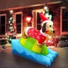 Joiedomi 6ft Inflatable LED Inflatable Weiner Dog Snowboarding