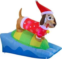 Joiedomi 6ft Inflatable LED Inflatable Weiner Dog Snowboarding -Christmas Ornaments Sales Store 6ft Inflatable LED inflatable Weiner Dog Snowboarding 2 result 600x569 1
