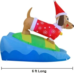 Joiedomi 6ft Inflatable LED Inflatable Weiner Dog Snowboarding -Christmas Ornaments Sales Store 6ft Inflatable LED inflatable Weiner Dog Snowboarding 3 result 600x596 1