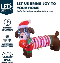 Joiedomi 6ft LED Inflatable Christmas Dog Yard Decoration -Christmas Ornaments Sales Store 6ft LED Inflatable Christmas Dog Yard Decoration 3 600x627 1