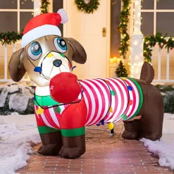 Joiedomi 6ft LED Inflatable Christmas Dog Yard Decoration